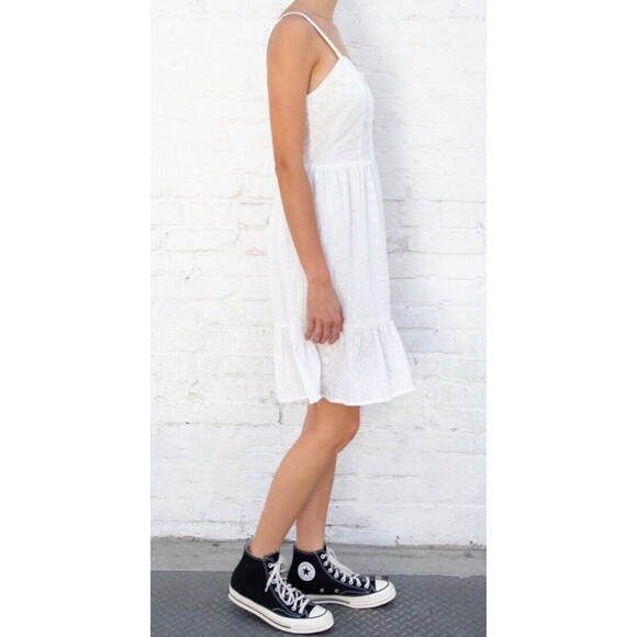 Brandy Melville Sundress Ruffle Tie Back One Size Tianna Dress V Neck 100%cotton - Picture 3 of 11